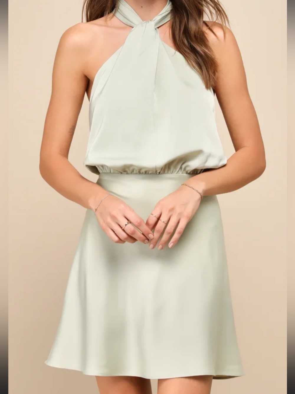 Lulus Sleek Essence Halter Mini Dress